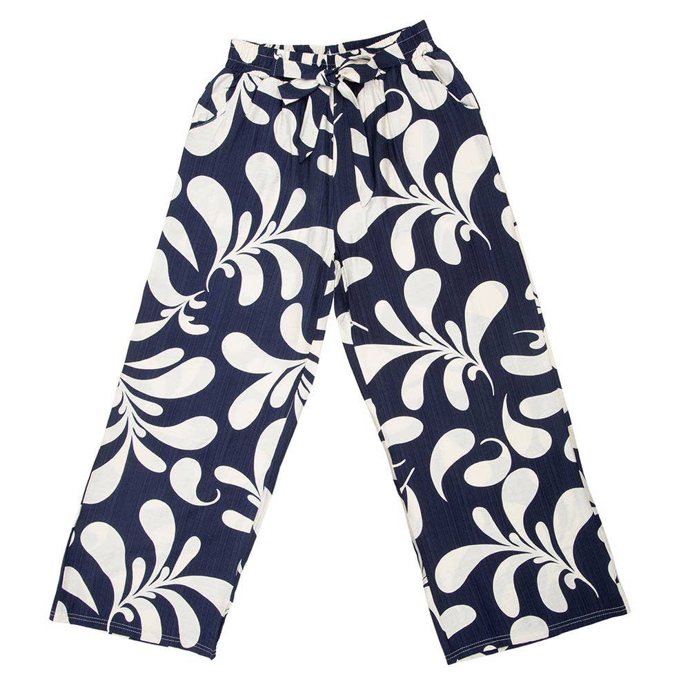 Tropical Print Wide Leg Pants