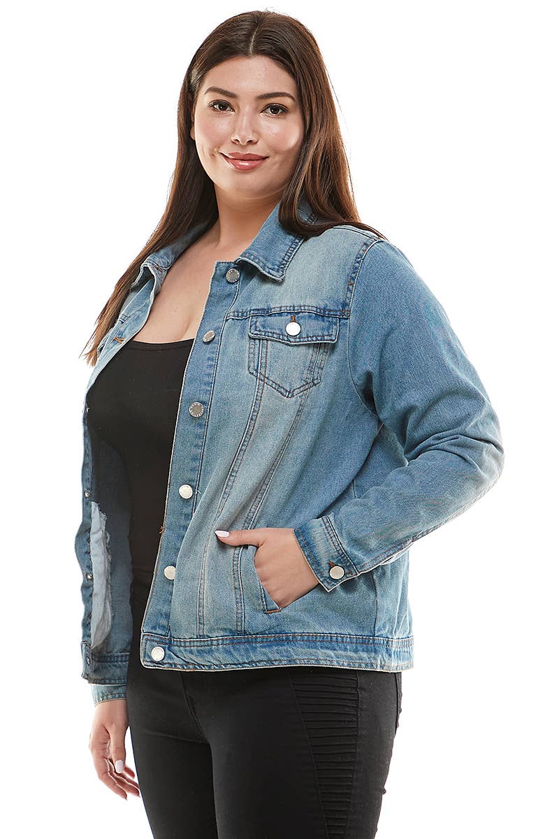 Womens Plus Size Original Trucker Denim Jacket