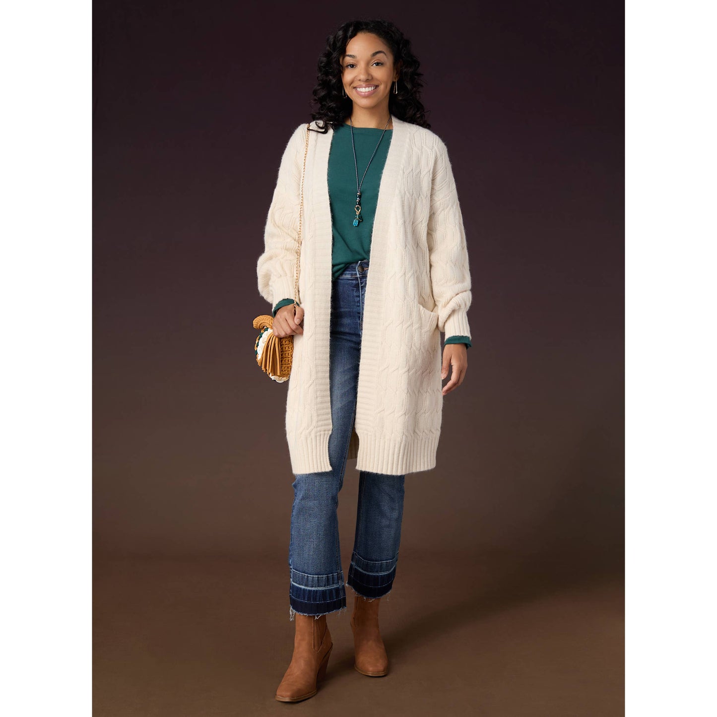 Summit Cable Knit Open Cardigan
