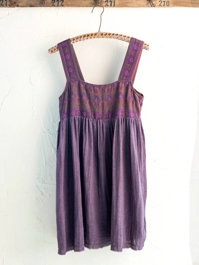 Natural Life Tricia Reversible Cotton Mini Dress- Medallion Eggplant Sunburst