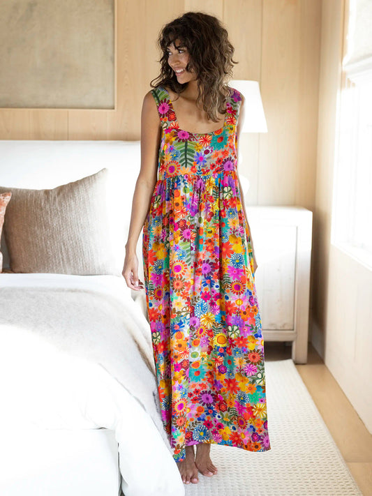 Natural Life Tricia Maxi Dress-Rainbow Calico Floral