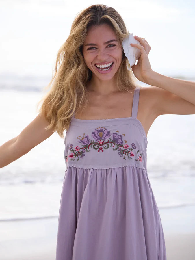 Natural Life Patti Embroidered Mini Dress-Lavender