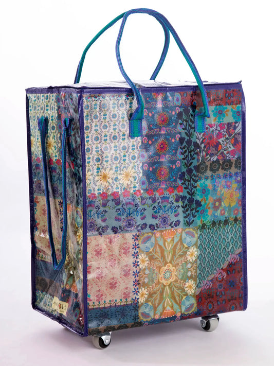 Natural Life Rolling Tote Bag-Mandala Borders Patchwork