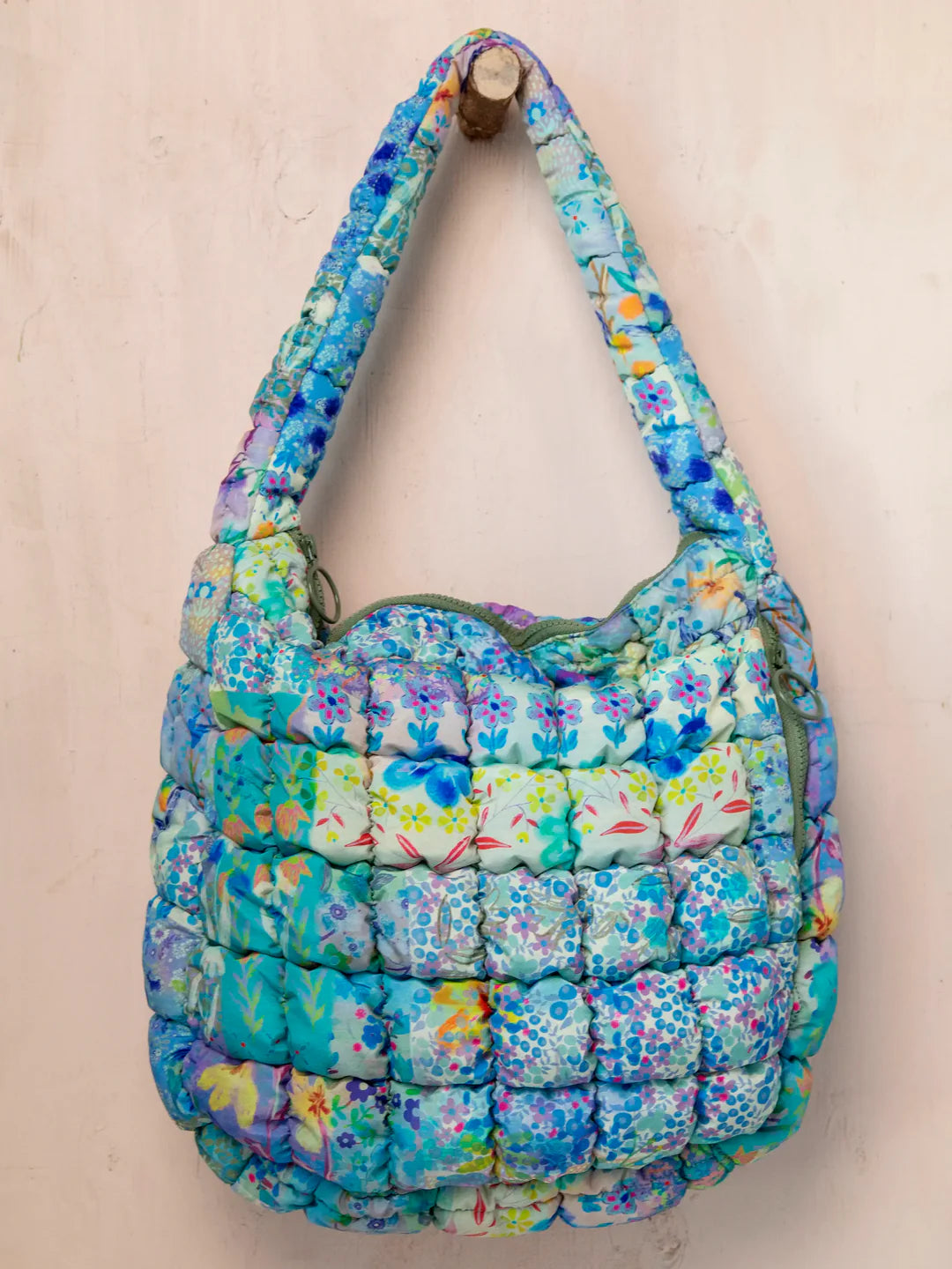 Natural Life Puffy Fit-It-All Bag-Blue Watercolor Patchwork