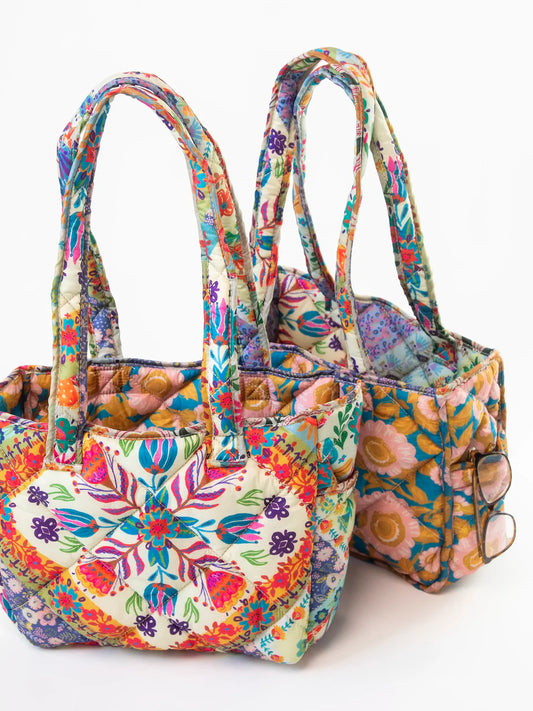 Natural Life Reversible Puffy Tote Bag-Medium Mandala Patchwork