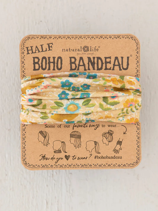 Natural Life Half Boho Bandeau® Headband - Mandala Light Grey