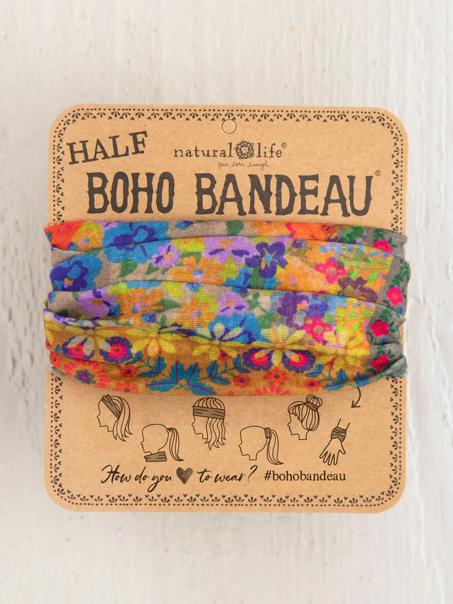 Natural Life Half Boho Bandeau® Headband - Folk Flower Patchwork