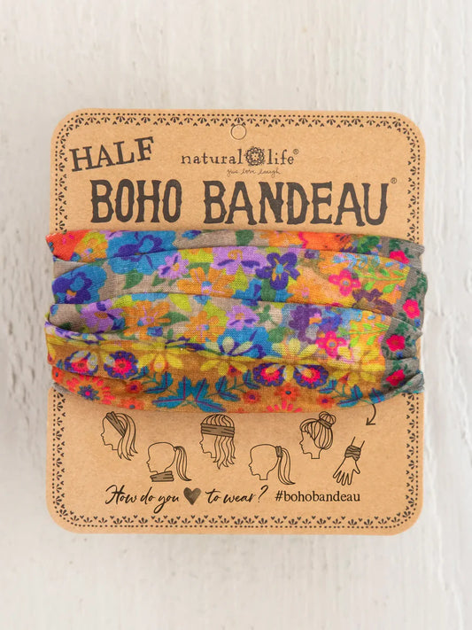 Natural Life Half Boho Bandeau® Headband - Folk Flower Patchwork