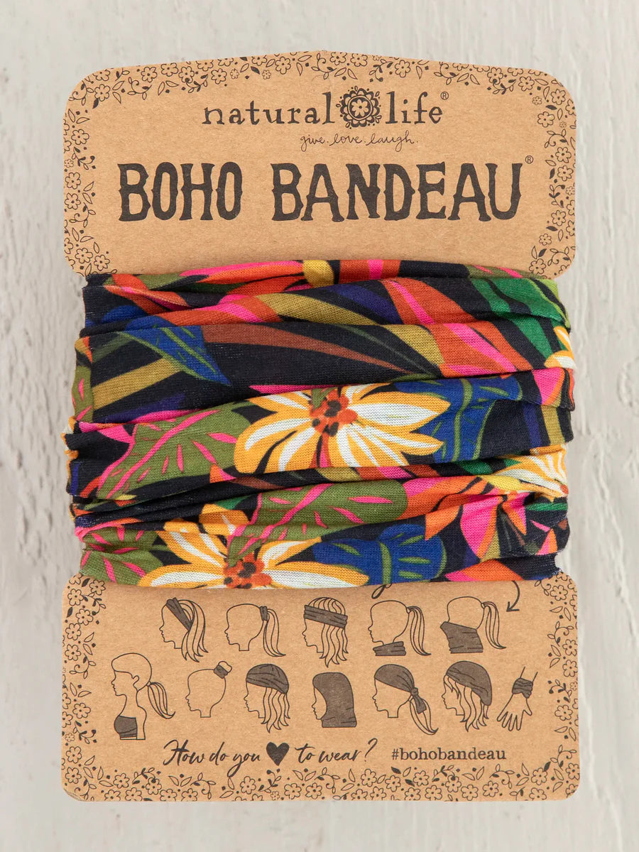 Natural Life Full Boho Bandeau® Headband - Black Tropical