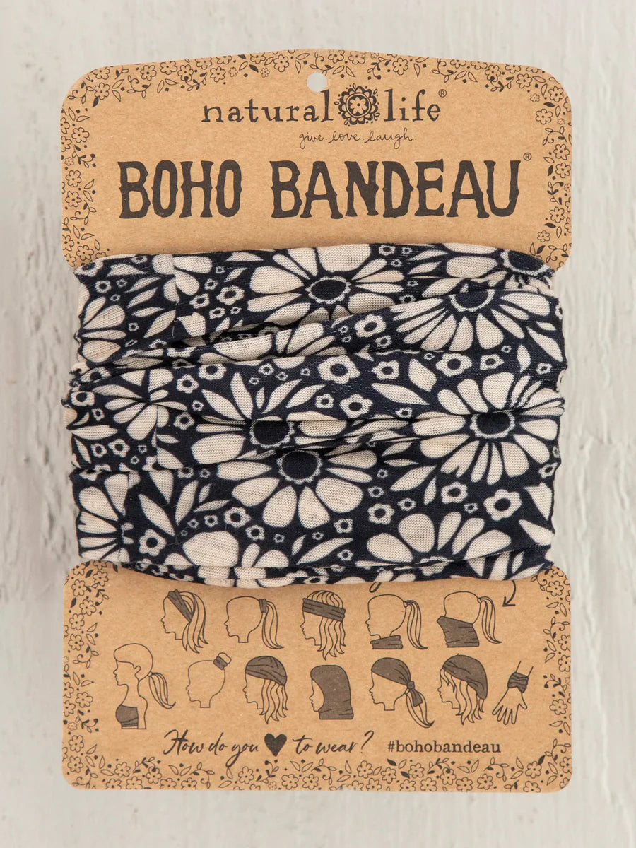 Natural Life Full Boho Bandeau® Headband - Black White Daisies