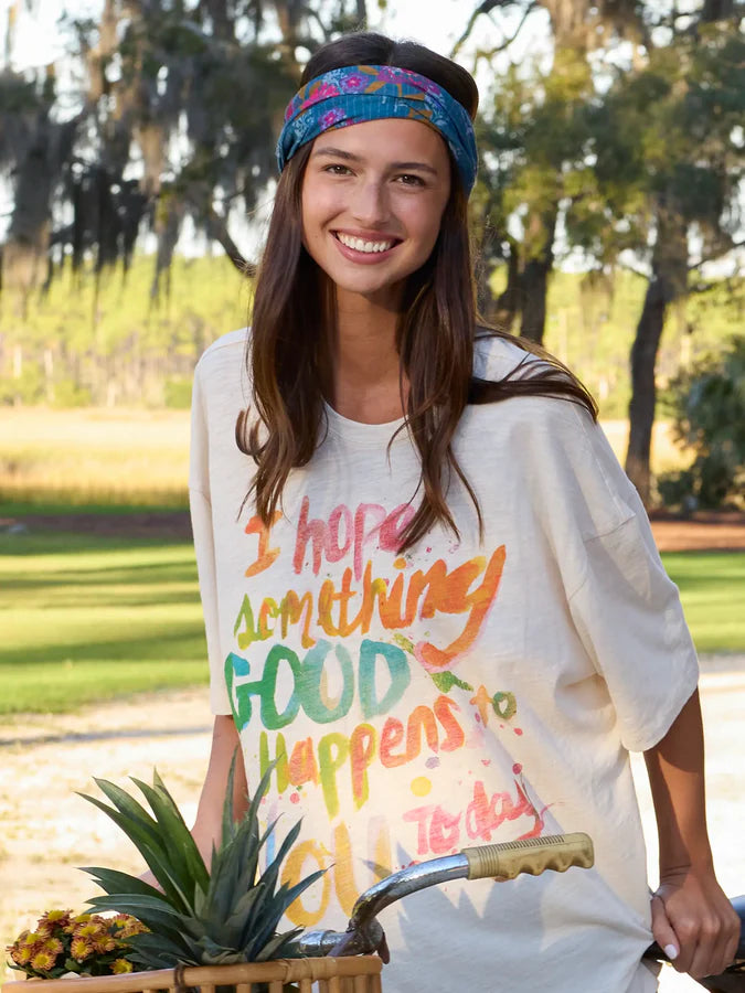 Natural Life Full Boho Bandeau® Headband-Block Stamp Indigo