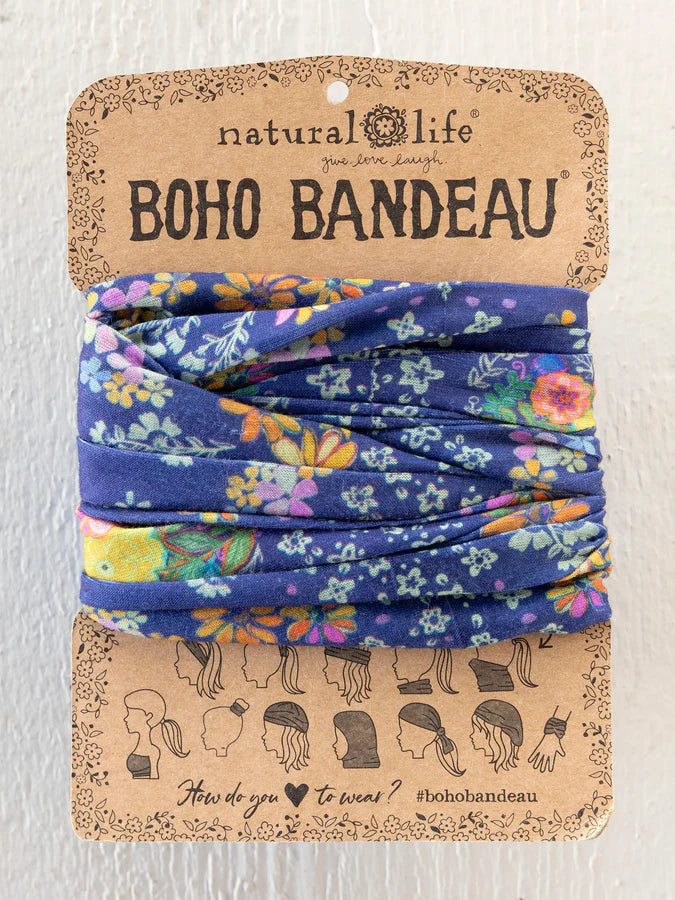 Natural Life Full Boho Bandeau® Headband- Tropic Bandana Navy