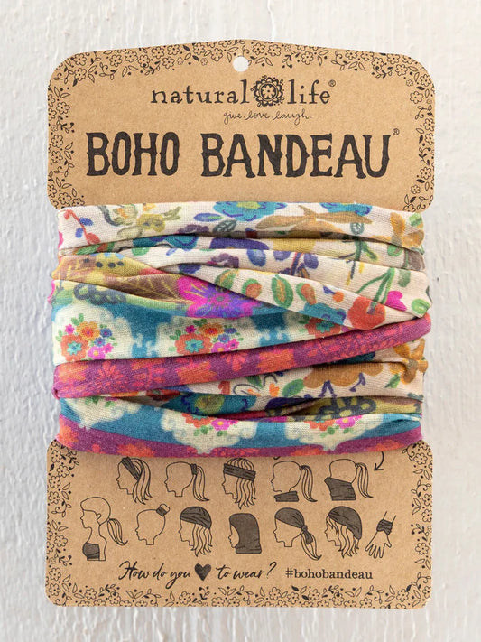 Natural Life Full Boho Bandeau® Headband-Cream Borders
