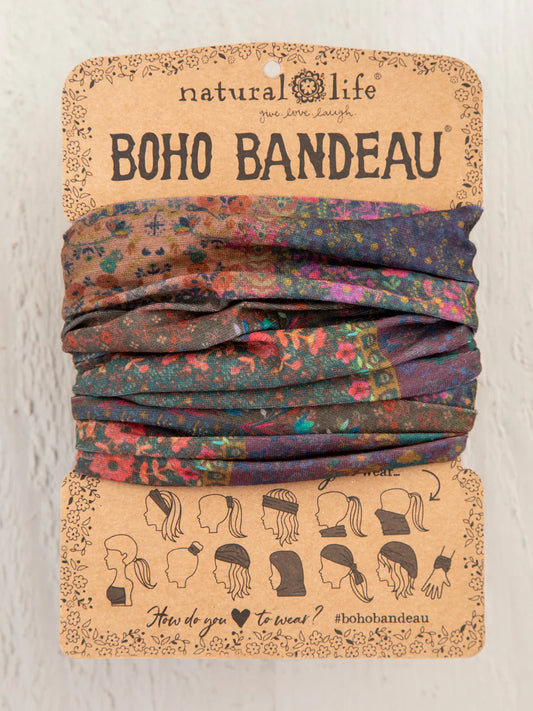 Natural Life Full Boho Bandeau® Headband - Dark Patchwork