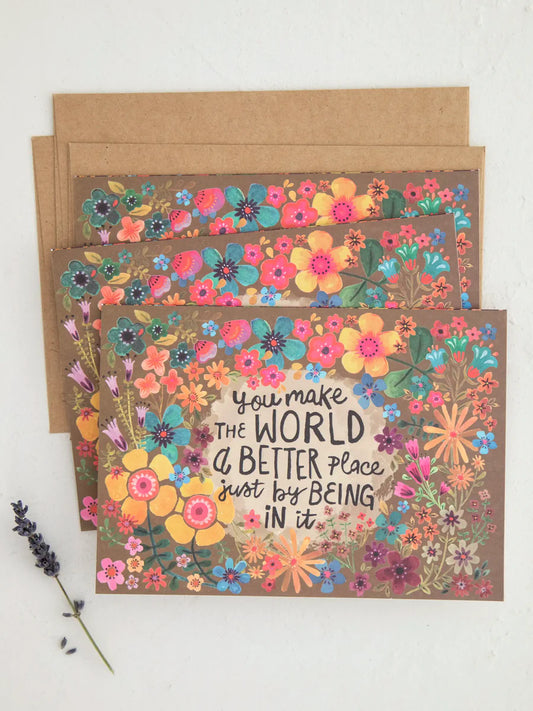 Natural Life Greeting Card Bundle, Set of 3 - Make The World Better