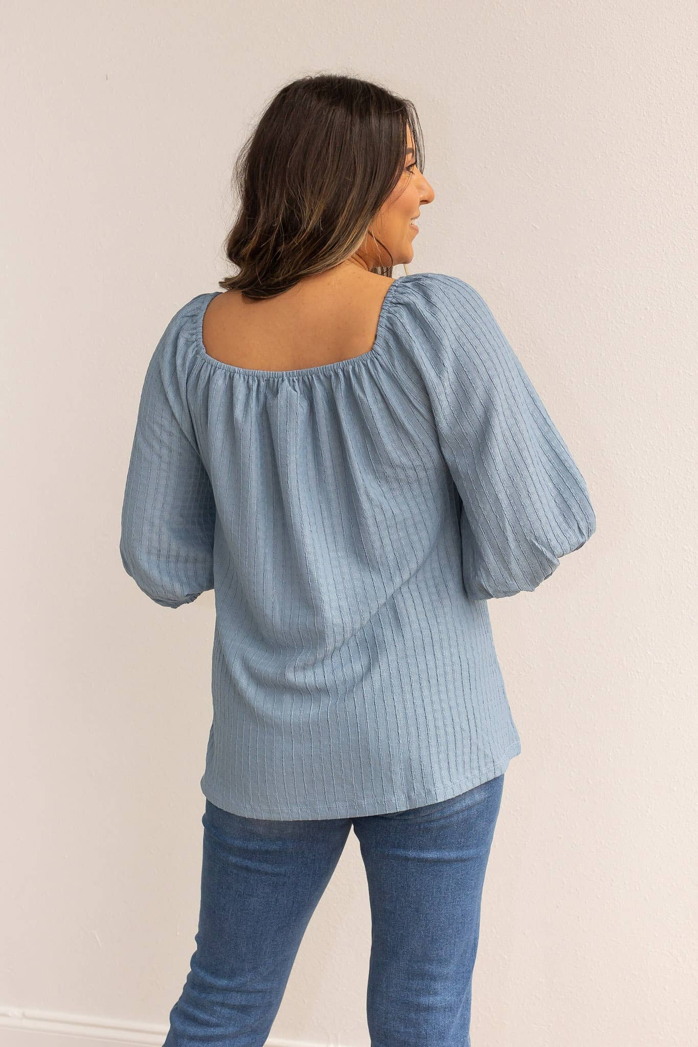 Blue Off the Shoulder Top