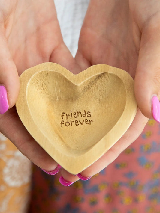 Natural Life Wooden Heart Trinket Jewelry Dish-Friends Forever