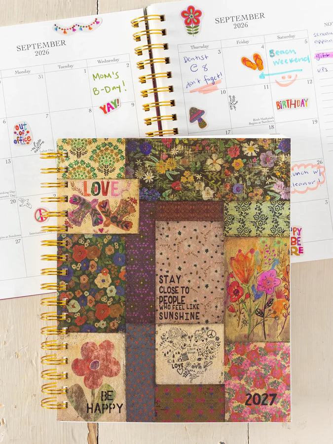 Natural Life 2026-27 17 Month Planner- Patchwork Be Happy