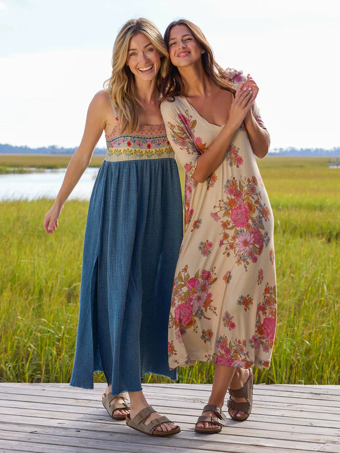 Natural Life Tricia Embellished Maxi Dress-Slate Blue