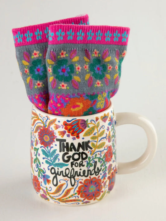 Natural Life Mug & Sock Set-Thank God for Girlfriends