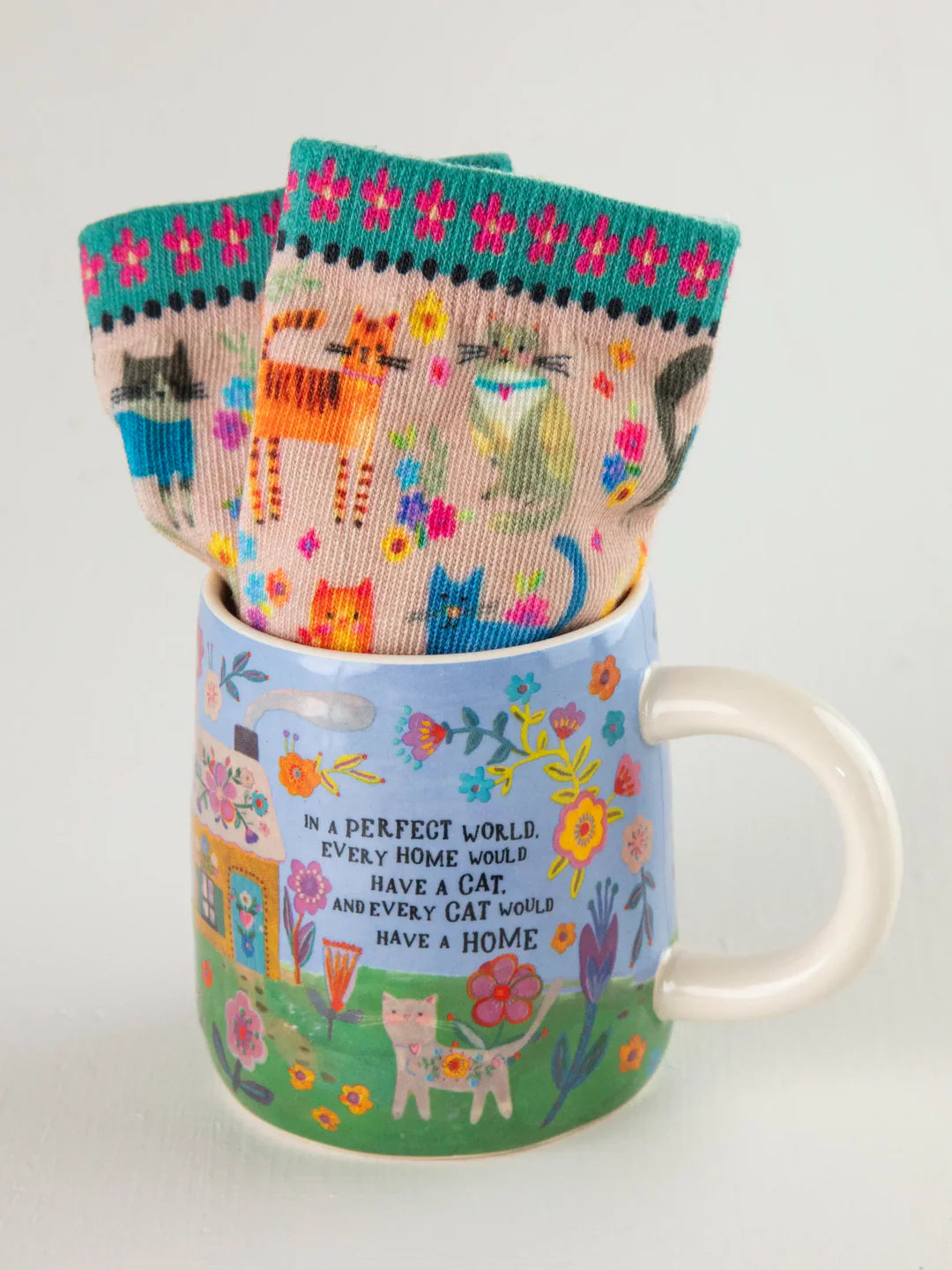 Natural Life Mug & Sock Set-Every Cat Has a Home