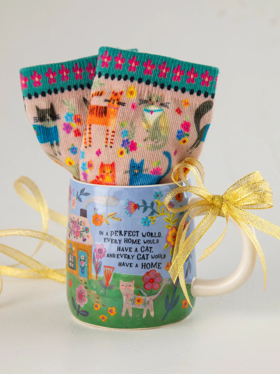 Natural Life Mug & Sock Set-Every Cat Has a Home