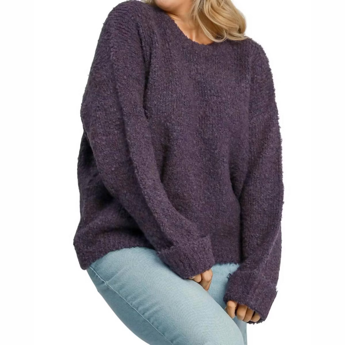 Umgee Fluffy Boucle Pullover Knit
