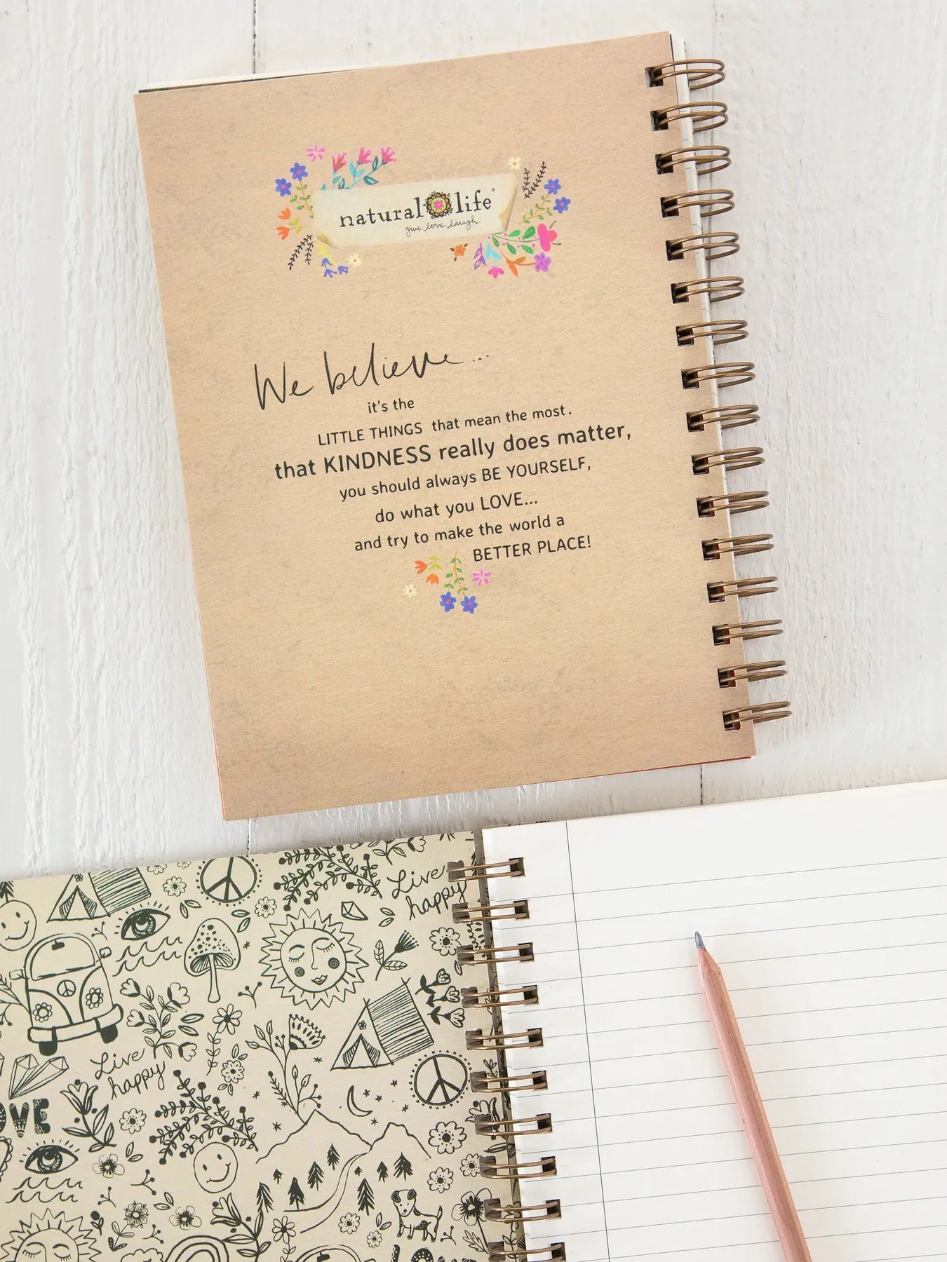 Natural Life Spiral Notebook-Patchwork Chirps