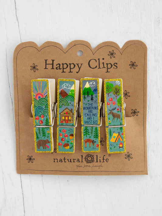 Natural Life Happy Clips, Set of 4-Mountains Are Calling