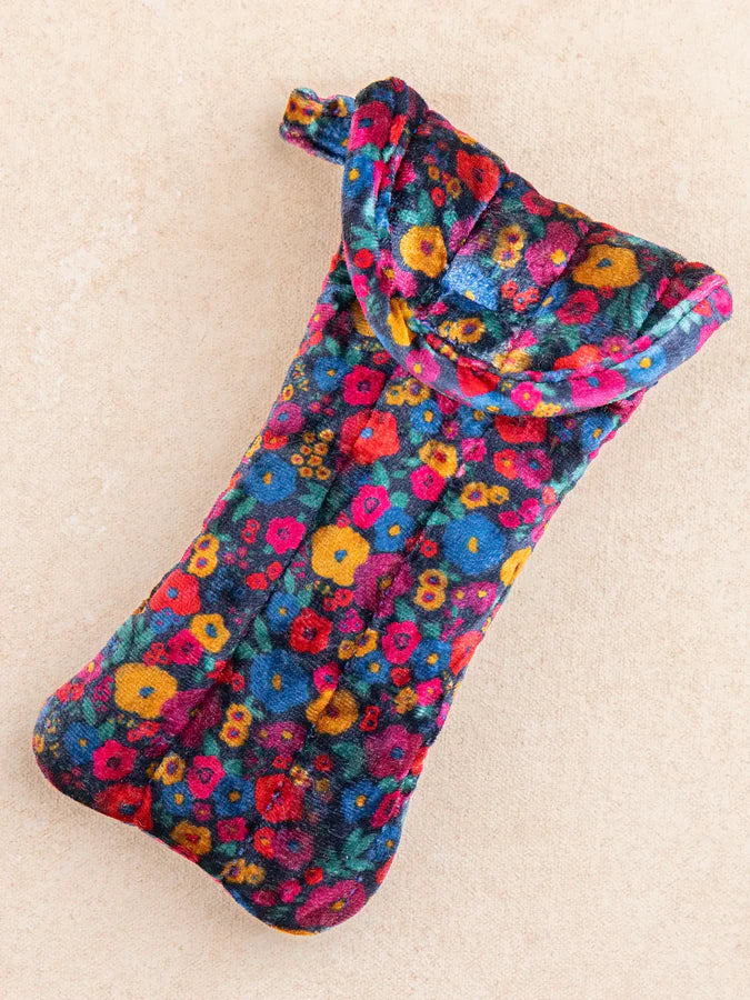 Natural Life Velvet Puffy Glasses Case-Bungalow Floral Navy