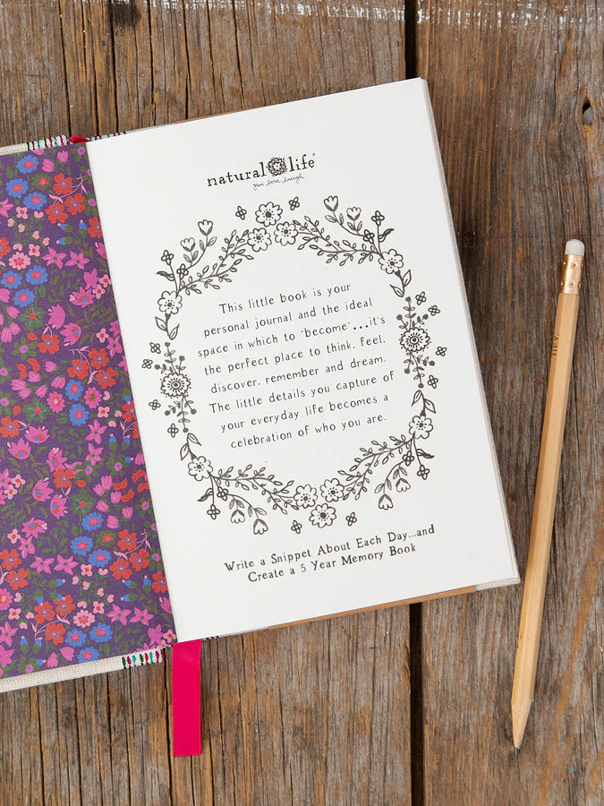 Natural Life Embroidered 5 Year Daily Journal-Each Day Is a Gift