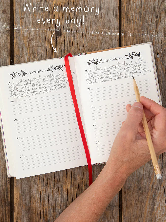 Natural Life Embroidered 5 Year Daily Journal-Each Day Is a Gift