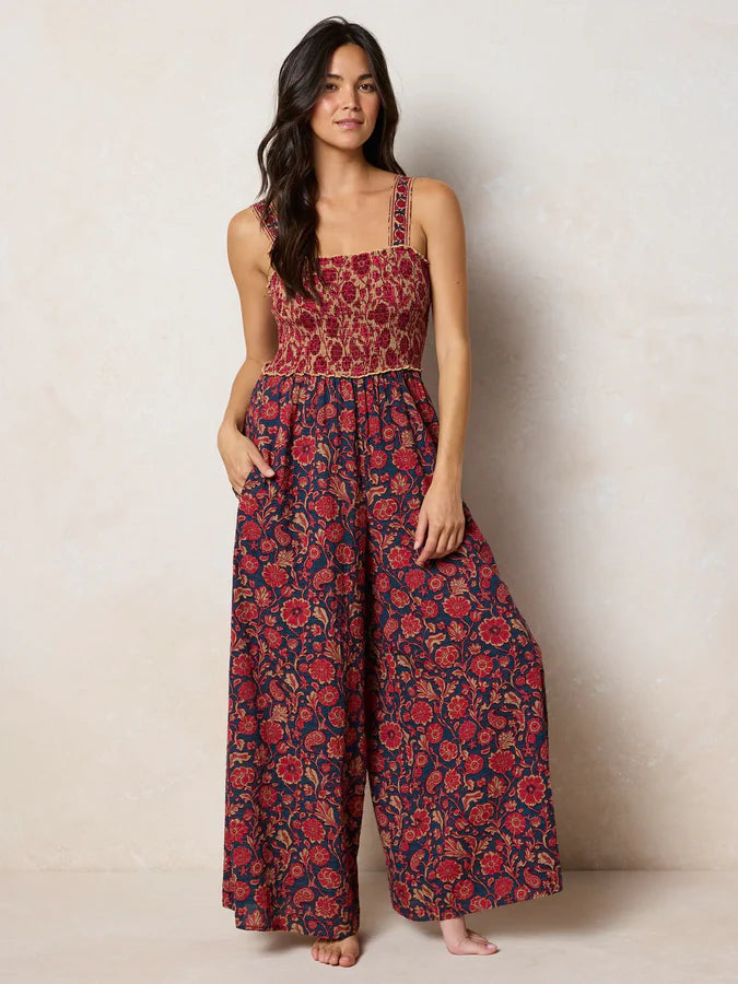 Natural Life Sedona Jumpsuit-Ornate Paisley Navy