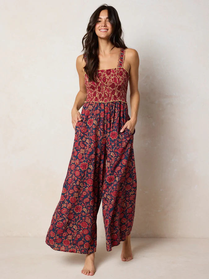 Natural Life Sedona Jumpsuit-Ornate Paisley Navy