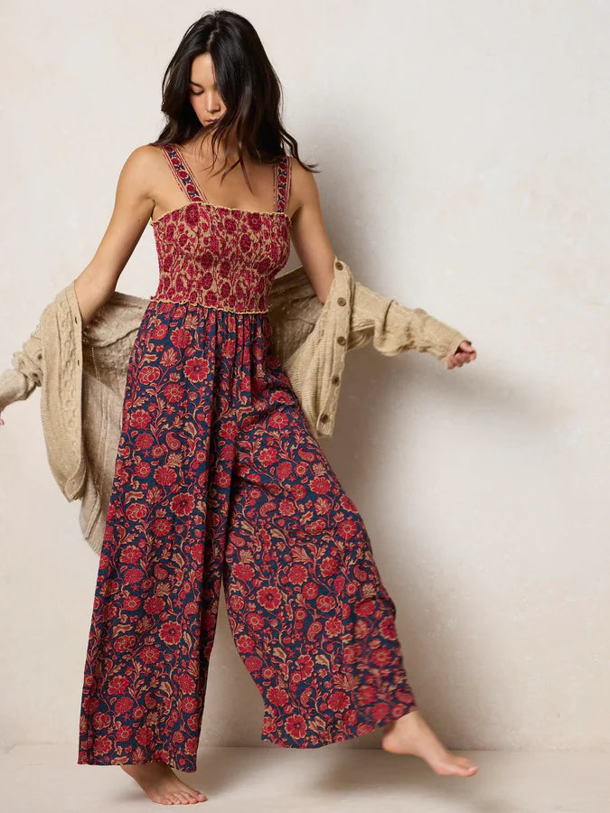 Natural Life Sedona Jumpsuit-Ornate Paisley Navy