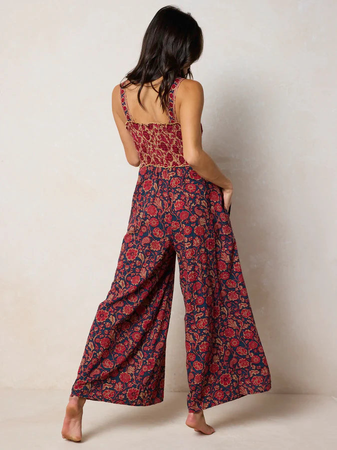 Natural Life Sedona Jumpsuit-Ornate Paisley Navy