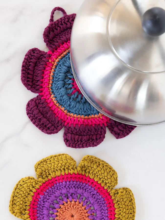 Natural Life Daisy Crochet Dishcloths-Rainbow