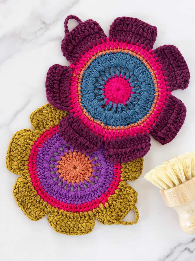 Natural Life Daisy Crochet Dishcloths-Rainbow