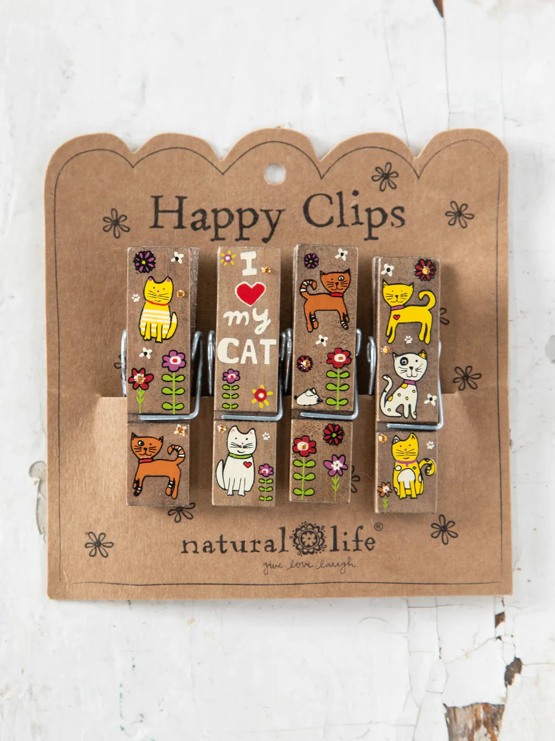 Natural Life Happy Clips-Heart My Cat, Set of 4