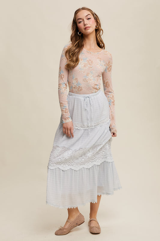 Floral Mesh Long Sleeve Top