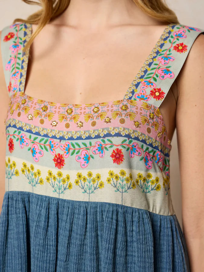 Natural Life Tricia Embellished Maxi Dress-Slate Blue