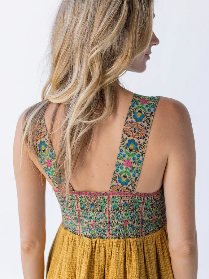 Natural Life Tricia Maxi Dress-Mustard Gauze