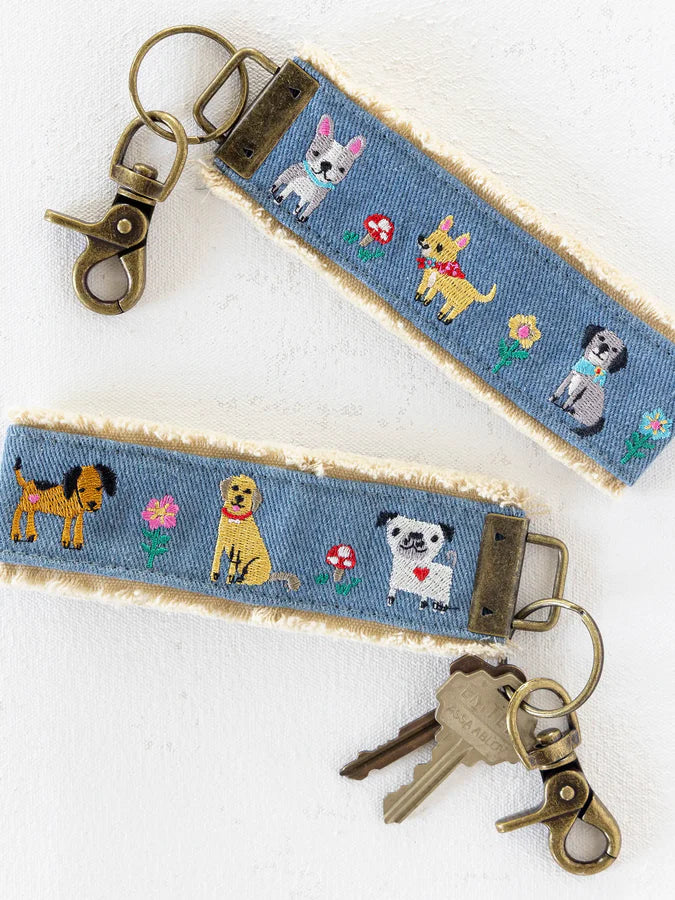 Natural Life Embroidered Key Chain- Dogs