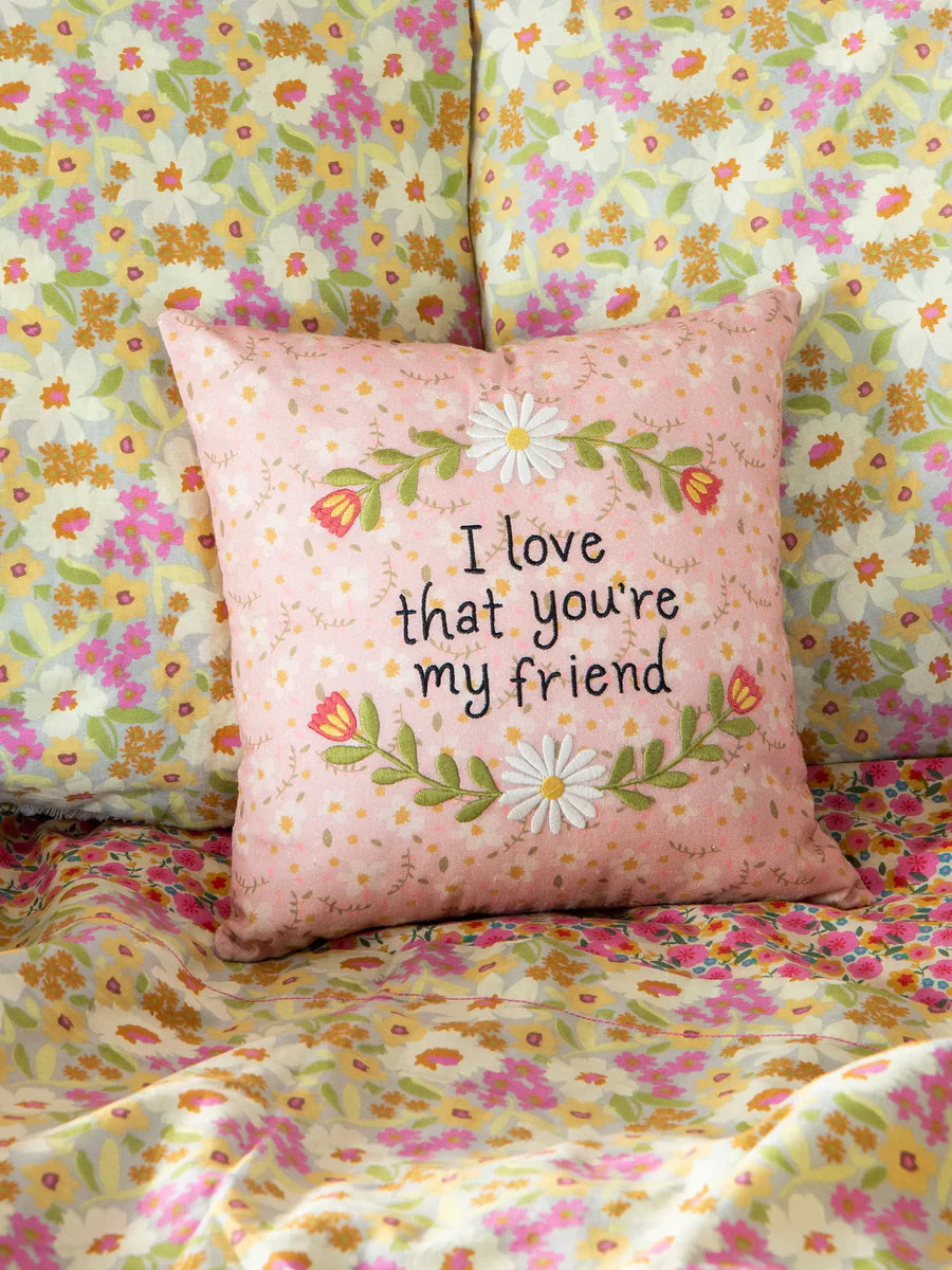 Natural Life Embroidered Giving Pillow - Friend