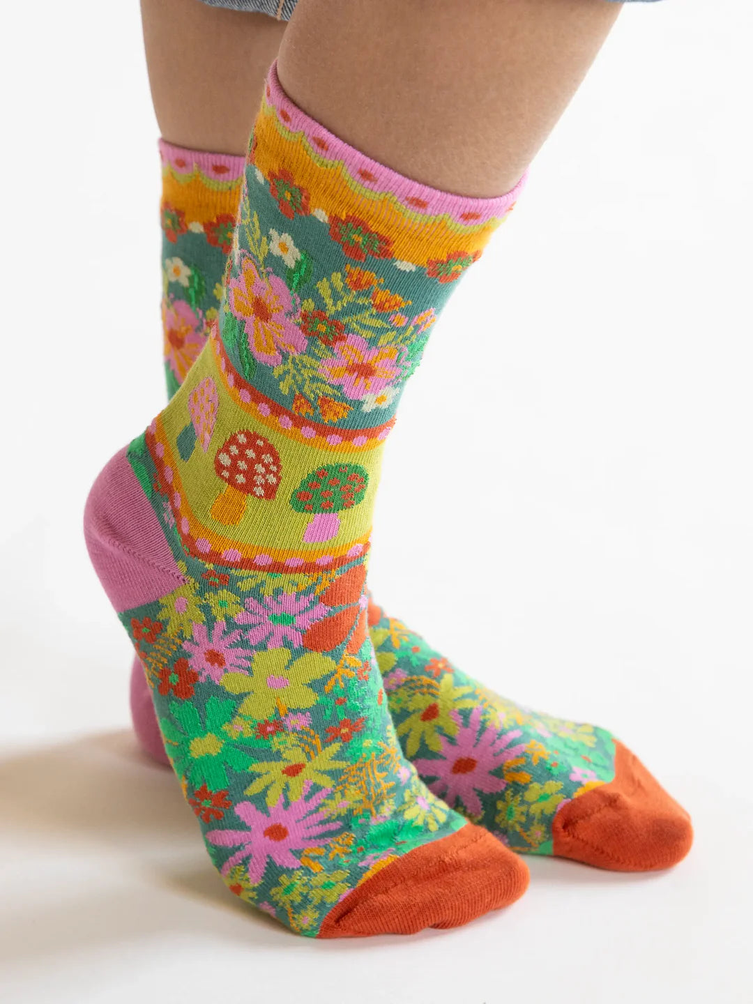 Natural Life-Boho Sock Set-Floral Mushroom, Set of 2