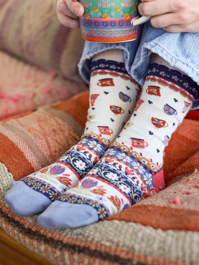 Natural Life Boxed Boho Sock Set, Set of 3-Coffee Cups