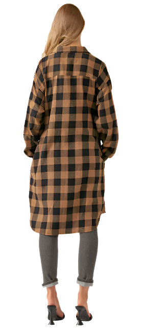 Risen Buffalo Plaid Long Shirt Jacket