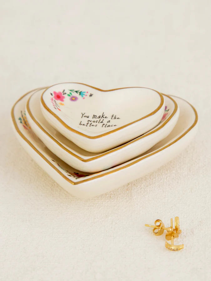 Natural Life Nesting Heart Trinket Dishes, Set of 3-World Better