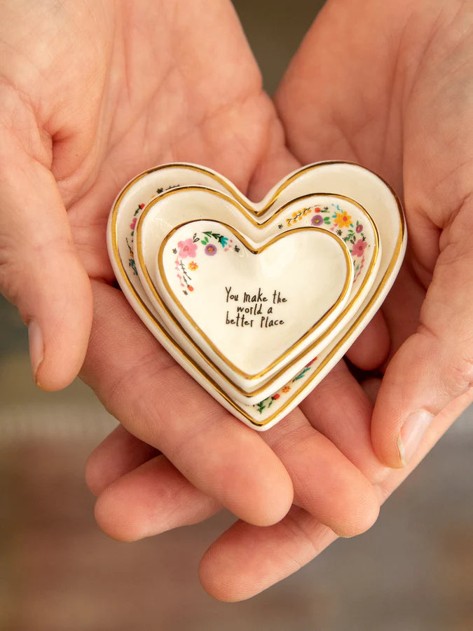 Natural Life Nesting Heart Trinket Dishes, Set of 3-World Better