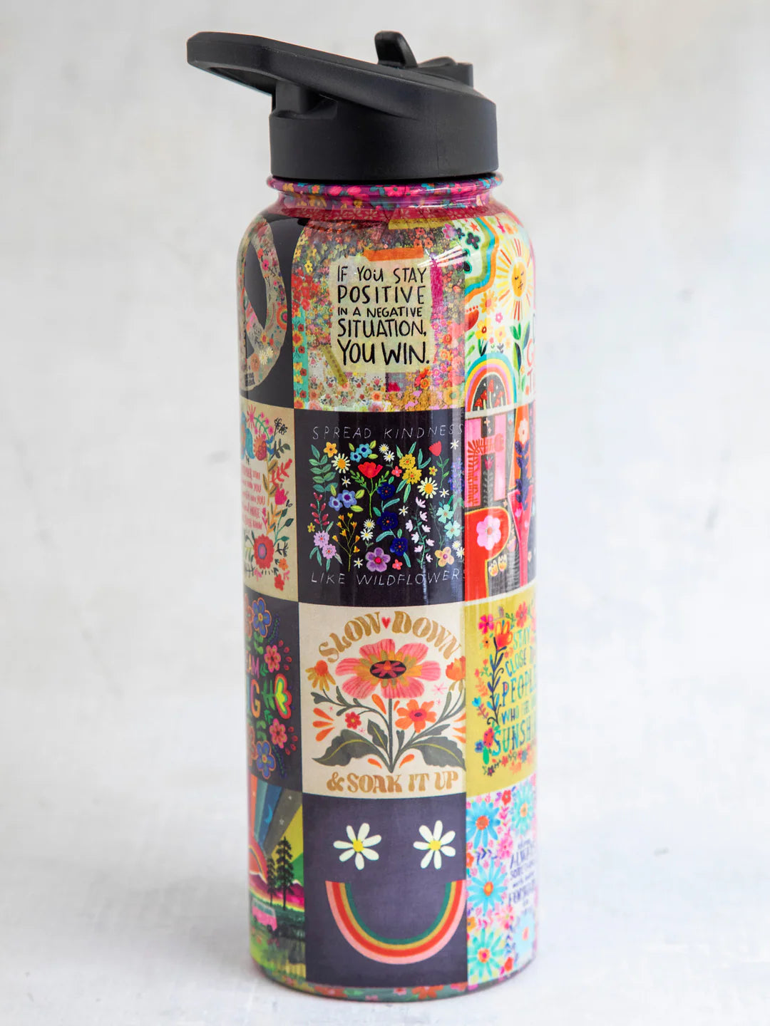 Natural Life XL Stainless Steel Water Bottle-Chirp Patchwork